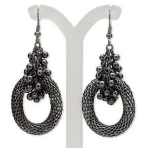 Edgy Avant Garde Gunmetal Lantern Chain Earrings
